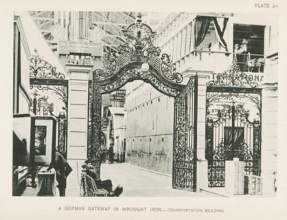 A German gateway in wrought iron.- Transportation Building, Wrought iron gate at the German