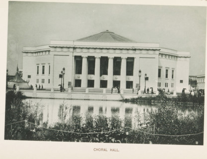 Choral Hall, View of a concert hall at the World's Columbian Exposition in Chicago in 1893, page,
