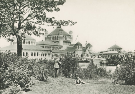 Fisheries Builing from Wooded Island, View of the fishery building, designed by Henry Ives Cobb at