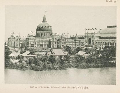 View of the exhibition building for the United States and the Japanese pavilion at the World's