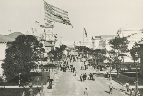 Avenue of State Buildings, View of the street lined with state pavilions during the World's