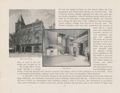 Photomontage of the Alamo Hotel and reception, Colorado Springs, The Alamo Hotel, The office, page,