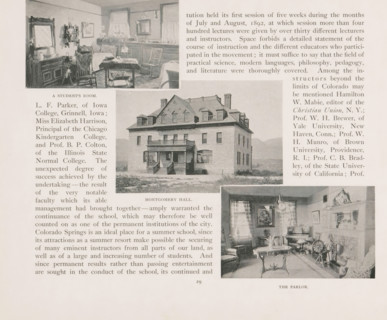A students room, Montgomery Hall, The Parlor, Photomontage of the Montgomery Hall in Colorado