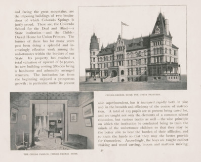 View of a nursing home in Colorado Springs, Child-Drexel home for Union Printers, page,
