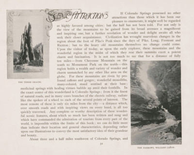 View of a road through the Cheyenne Canyon with inscription, page, photomechanical print, Williams