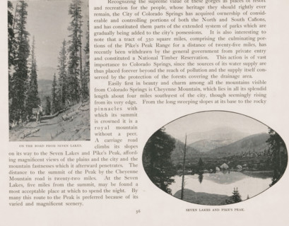 Seven Lakes and Pike's Peak, View of Seven Lakes and Pike's Peak in Colorado, page, photomechanical