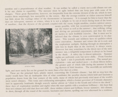 Acacia Park, View of Acacia Park in Colorado Springs, page, photomechanical print, Colorado