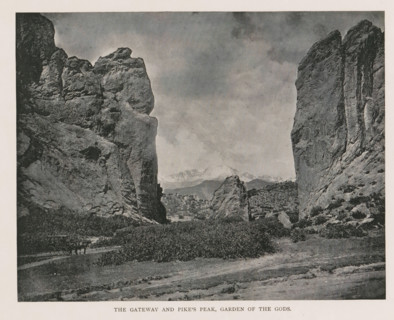 View of a rock pillar in Colorado Springs, Major Domo, Glen Eyrie, page, photomechanical print,