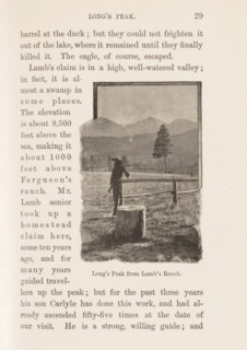View of Longs Peak, Long's Peak from Lamb's Ranch, page, photomechanical print, photographer: