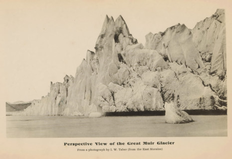 Peerspective view of the great Muir glacier, View of the Muir Glacier, page, photomechanical print,