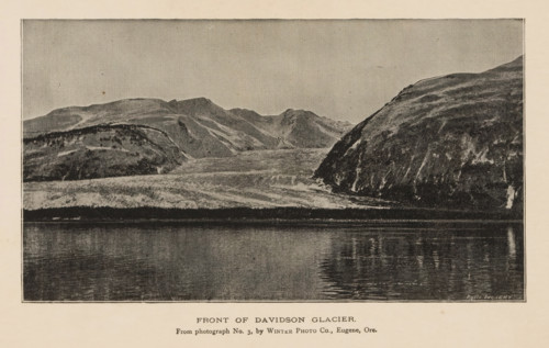 Front of Davidson Glacier, View of the Davidson Glacier, page, photomechanical print, inscription: