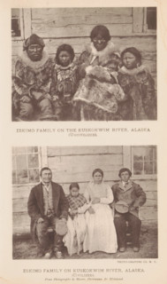 Eskimo family on the Kuskokwim River, Alaska (uncivilized), Group portrait of a Joepik family,