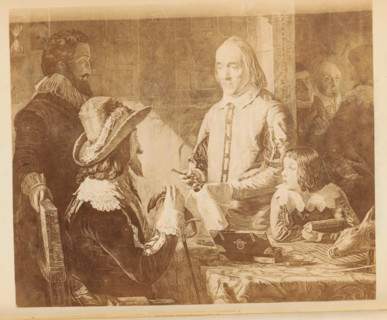 Photo reproduction of William Harvey demonstrating to Charles I the circulation of the blood from