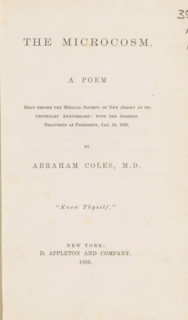 The microcosm : a poem, book, annotation: 'OCT 2000', writer (clerical worker): Abraham Coles,