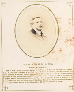 Portrait of Cicero Stephens Hawks, photograph, page, inscription: 'Cicero Stephens Hawks, Bishop of