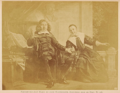 Photographic reproduction of a painting of Joan Blaeu and his wife by Jan de Braij, Portrait of