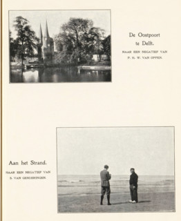 At the Beach, Two men on the beach, page, photomechanical print, photographer: S. van Genderingen,