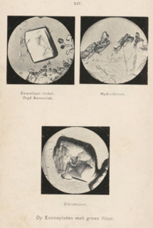 Three enlargements of chemicals, XIV., page, photomechanical print, inscription: 'On Eosin plates