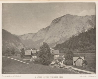 A Scene in the Tyrolean Alps, View of a few houses in the Tyrolean Alps, page, photomechanical
