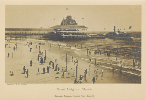 West Brighton Beach, View of Brighton Beach, photograph, page, inscription: 'Eastman's Permanent