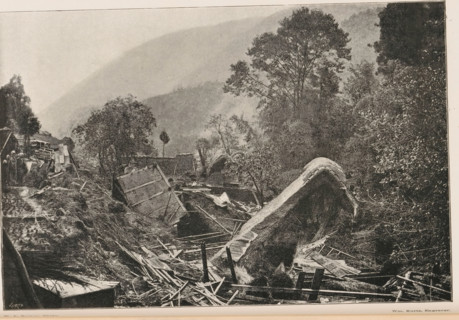 View of the devastation in a village after an earthquake in Japan, Effects of the great earthquake