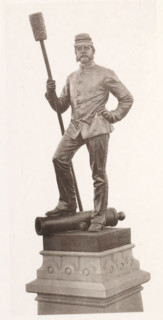 View of a detail of the civil war monument in Manchester, member of the artillery, page,