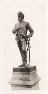 View of a detail of the civil war monument in Manchester, member of the cavalry, page,