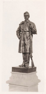 View of a detail of the civil war monument in Manchester, member of the infantry, page,