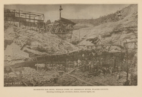 Mammoth Bar Mine, Middle Fork of American River, Placer County, View of Mammoth Bar Mine in Placer