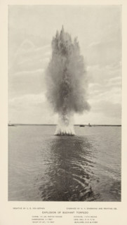 Explosion of a torpedo underwater, page, photomechanical print, photographer: CE von Sothen, cliché
