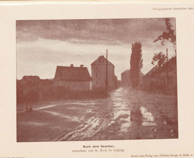 Nach dem gewitter, View of a village after bad weather, page, photomechanical print, photographer: