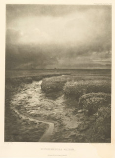 Aufziehendes Wetter, Landscape, with a ditch in the foreground, page, photomechanical print,