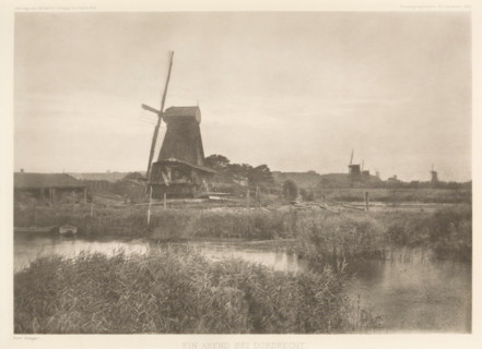 Landscape with windmills near Dordrecht, Ein Abend bei Dordrecht, page, photomechanical print,