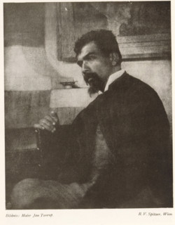 Bildnis: Maler Jan Toorop, Portrait of Jan Toorop, page, photomechanical print, monogram: 'LEIPZIG,