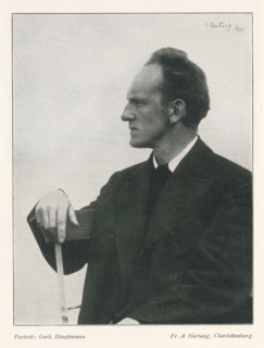 Portrait of Gerhart Johann Robert Hauptmann, Porträt: Gerh. Hauptmann, page, photomechanical print,