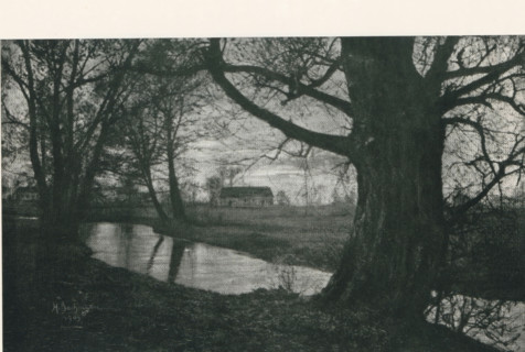 Landscape, with a house in the background, page, photomechanical print, photographer: Heinrich