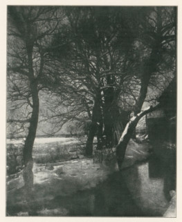 Bei Blutenberg-München, View of the garden of Blutenburg Castle near Munich in the snow, page,