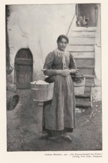 Portrait of an unknown girl with two buckets of laundry, Veltliner Mädchen, aus: 'Die