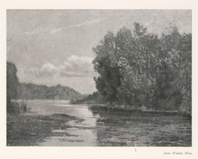 Landscape with river, page, photomechanical print, monogram: 'AG', photographer: Hans Watzek,