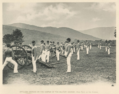 Artillery exercise on the campus of the Military Academy, West Point on the Hudson, Exercise with