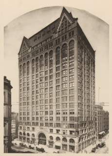 View of the Masonic Temple skyscraper in Chicago, Masonic Temple, page, photomechanical print,