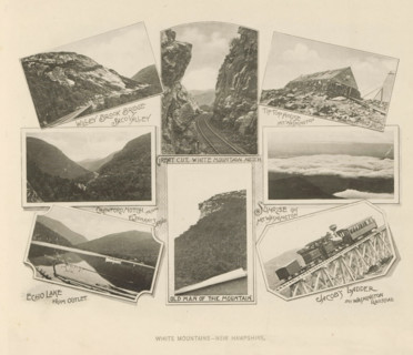 Eight landscapes and views of a house and a train in the White Mountains, White Mountains - New