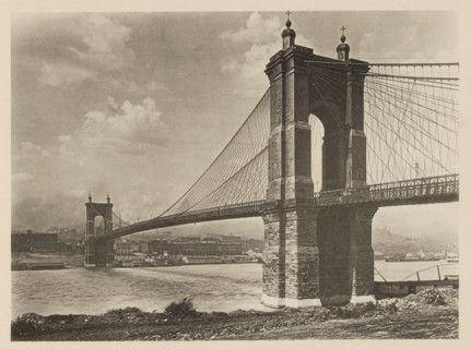 View of John A. Roebling Suspension Bridge at Cincinnati, The Ohio Suspension Bridge at Cincinnati,