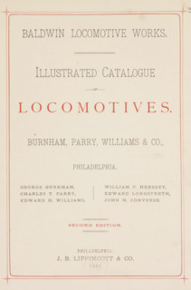 Baldwin locomotive works, book, inscription: 'ex libris SFJ', writer (clerical worker): various