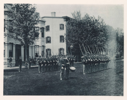 Military parade on the grounds of the United States Naval Academy in Annapolis, photograph, page,