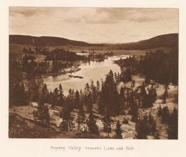 Hayden Valley between lake and falls, page, photomechanical print, photographer: Frank Jay Haynes,
