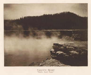 Excelsior Geyser 'Hell's Half Acre', page, photomechanical print, photographer: Frank Jay Haynes,