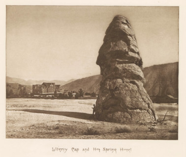 Liberty Cap and hot spring hotel, page, photomechanical print, photographer: Frank Jay Haynes,