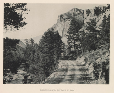 Gardiner Canyon, entrance to park, page, photomechanical print, photographer: Frank Jay Haynes,