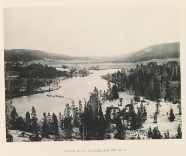 Hayden Valley between lake and falls, page, photomechanical print, photographer: Frank Jay Haynes,